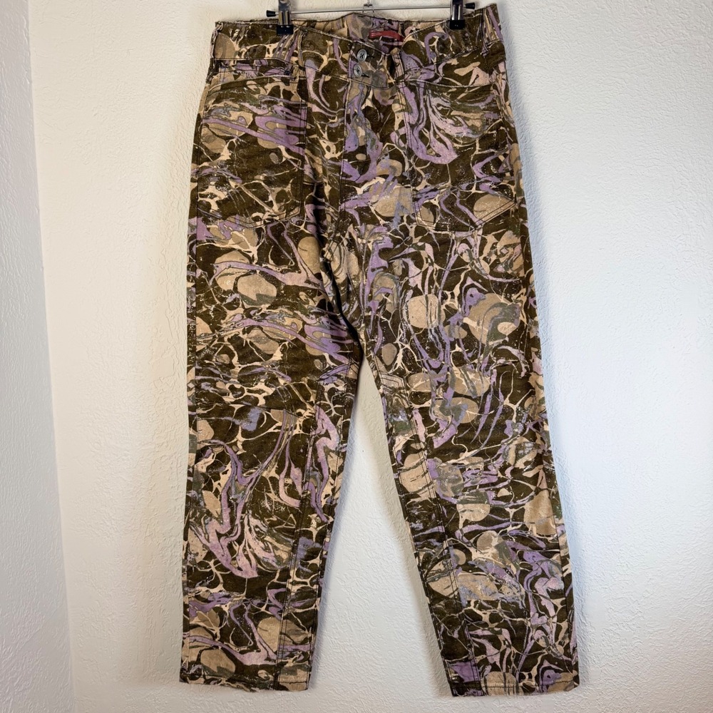 Pilcro Womens 12 The Wanderer Marbled Abstract Print Straight Leg Pants Boho